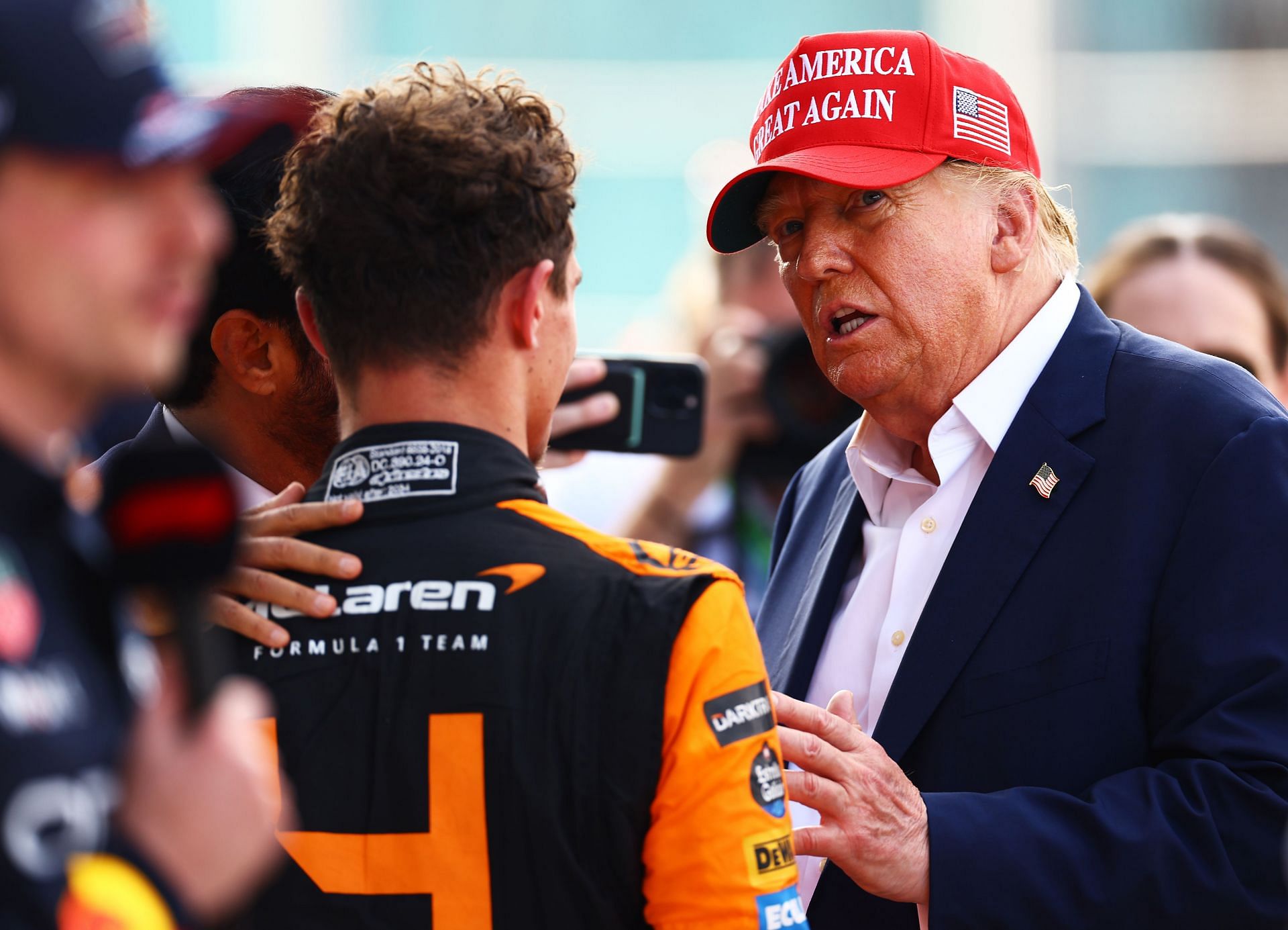 McLaren's Lando Norris with Donald Trump at F1 Grand Prix of Miami - Source: Getty